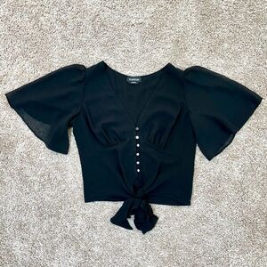 Bebe Flutter Sleeve Blouse